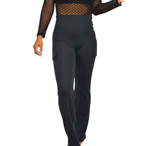 Athleta Delancey Straight Cargo Pants Black Straight Leg Pull On High Waist XS - Picture 2 of 15